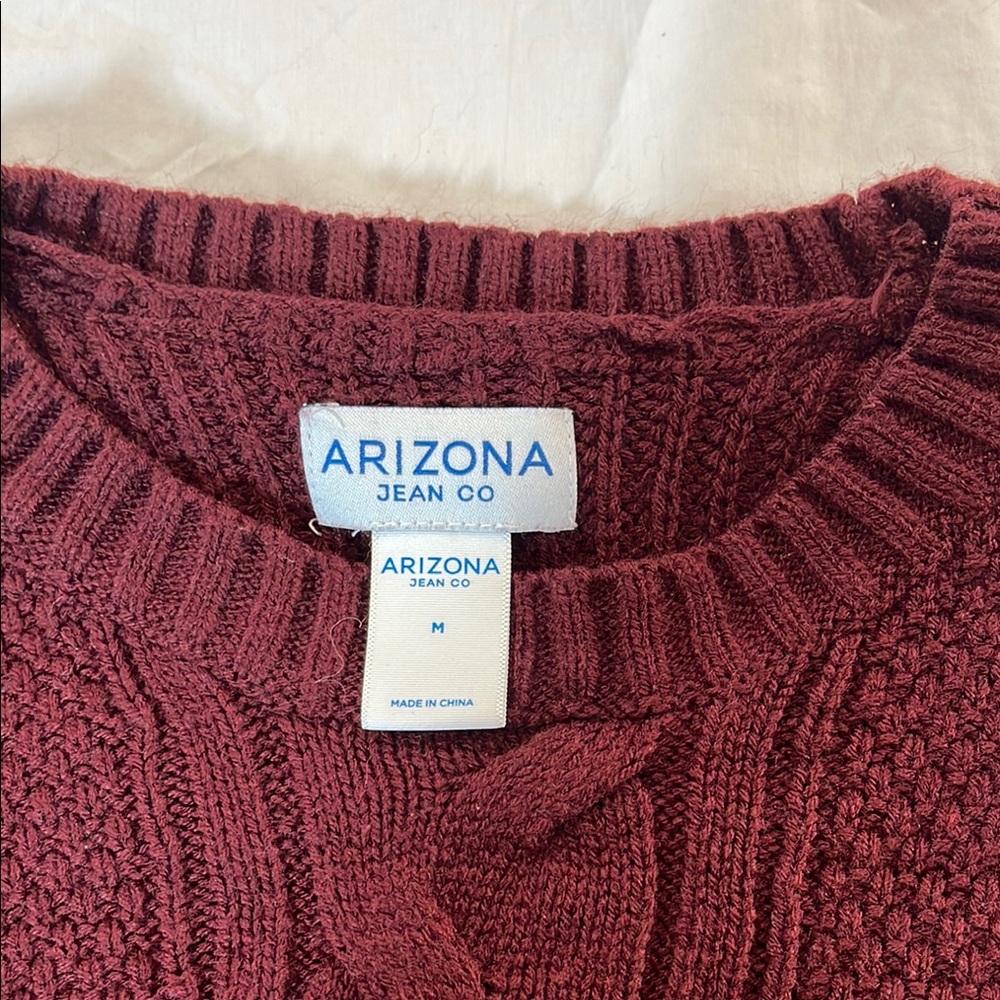 Arizona Jean Company Women's Burgundy Cable Knit Sweater Size Medium - Picture 2 of 7